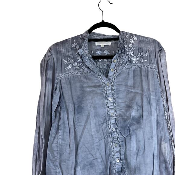 LoveShackFancy Ronda Tie-Dye Button Down Embroidery Top Size Small - Picture 6 of 6